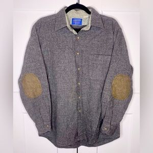 Pendleton 100% Virgin Wool Gray Long Sleeve Button Up Shirt Men’s Size Large
